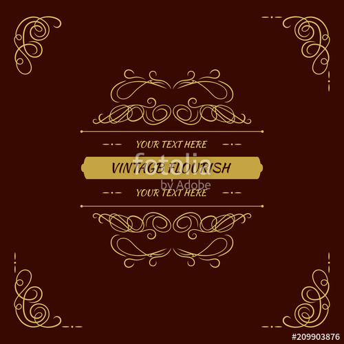 500x500 Vector Vintage Ornamental Frame Border Template, Golden Flourish