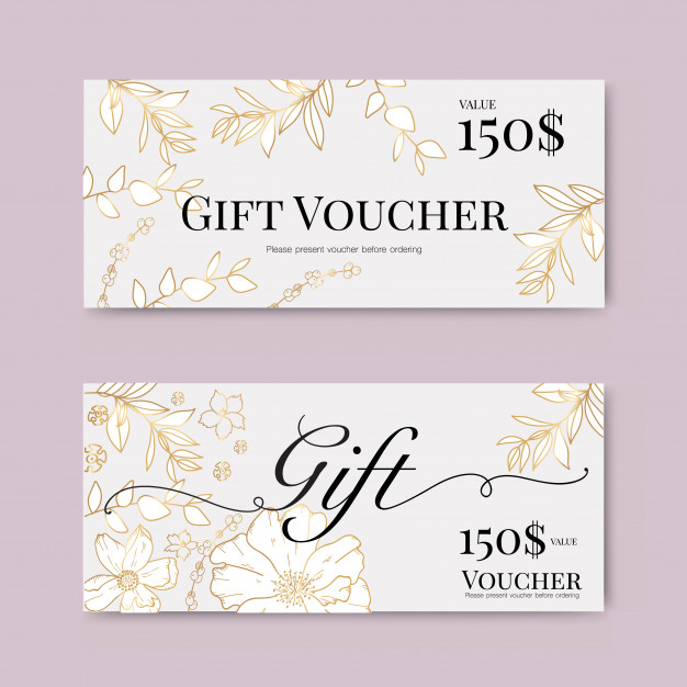 626x626 Gift Voucher With Gold Flower Vector Premium Download