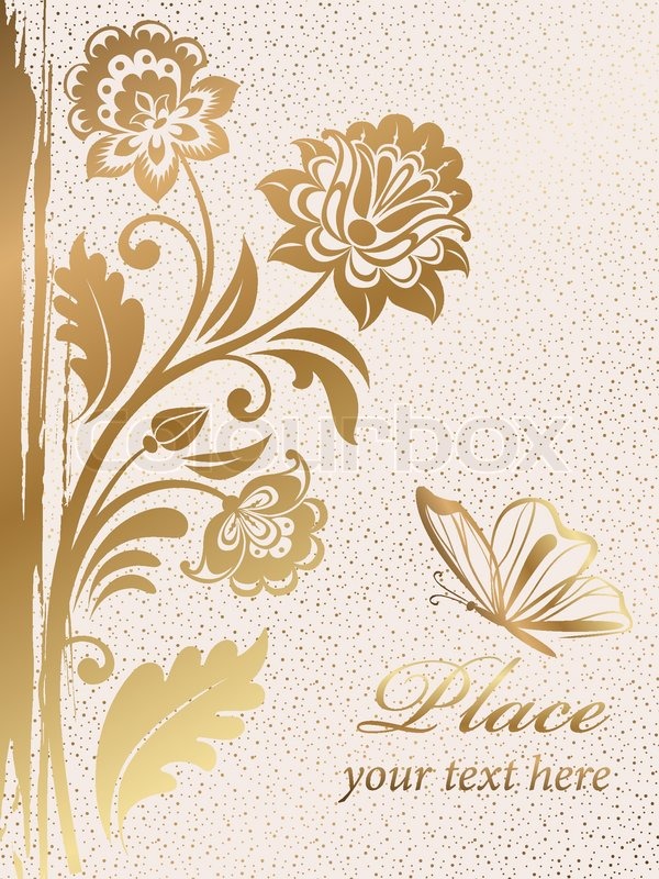 600x800 Gold Decorative Floral Background Stock Vector Colourbox