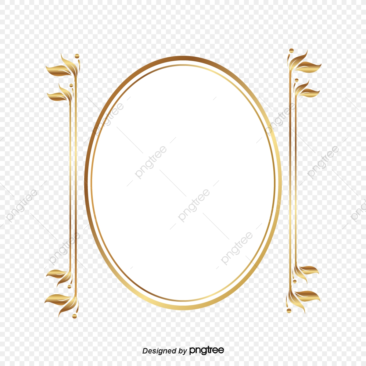 1200x1200 Golden Flower Long Oval Frame, Gold, Flowers Long, Flower Vector