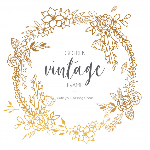 626x626 Golden Vintage Frame With Flowers Vector Free Download