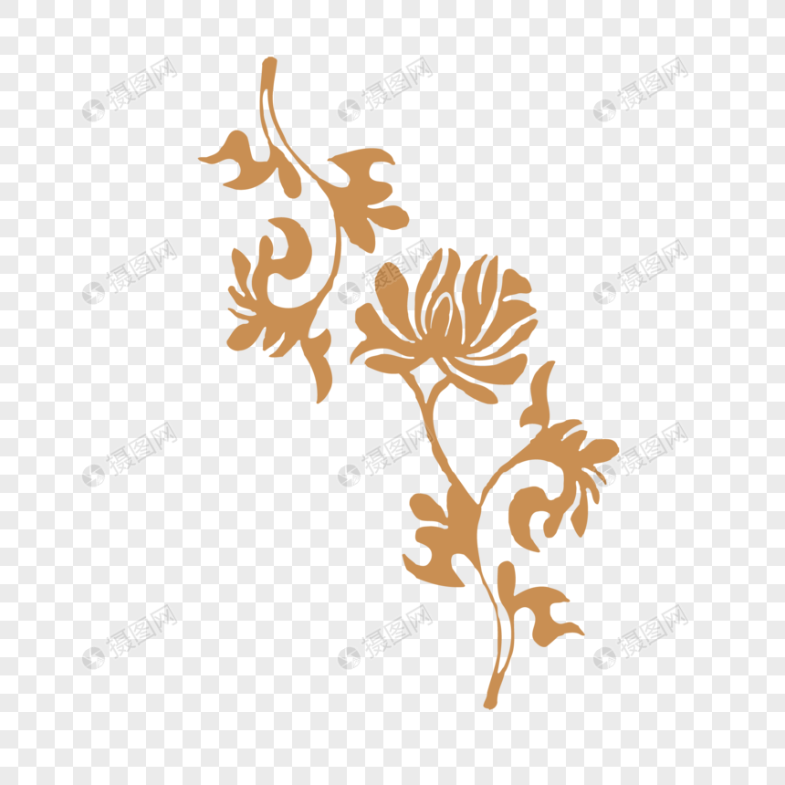 860x860 Traditional Gold Flower Pattern Design Vector Material Png