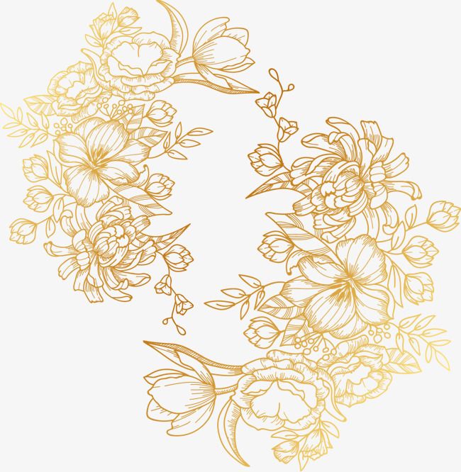 650x666 Vector Painted Golden Flowers, Vector, Hand Painted, Golden Png