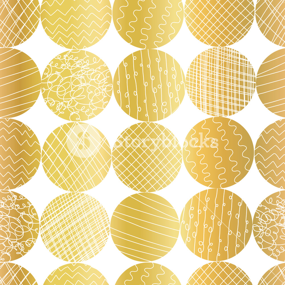 1000x1000 Gold Foil Textured Circle Shapes Seamless Vector Pattern Golden