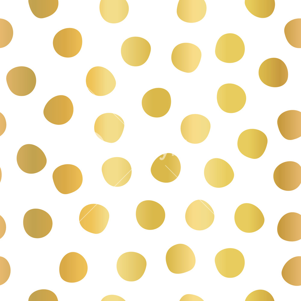 1000x1000 Hand Drawn Polka Dots Gold Foil On White Seamless Vector