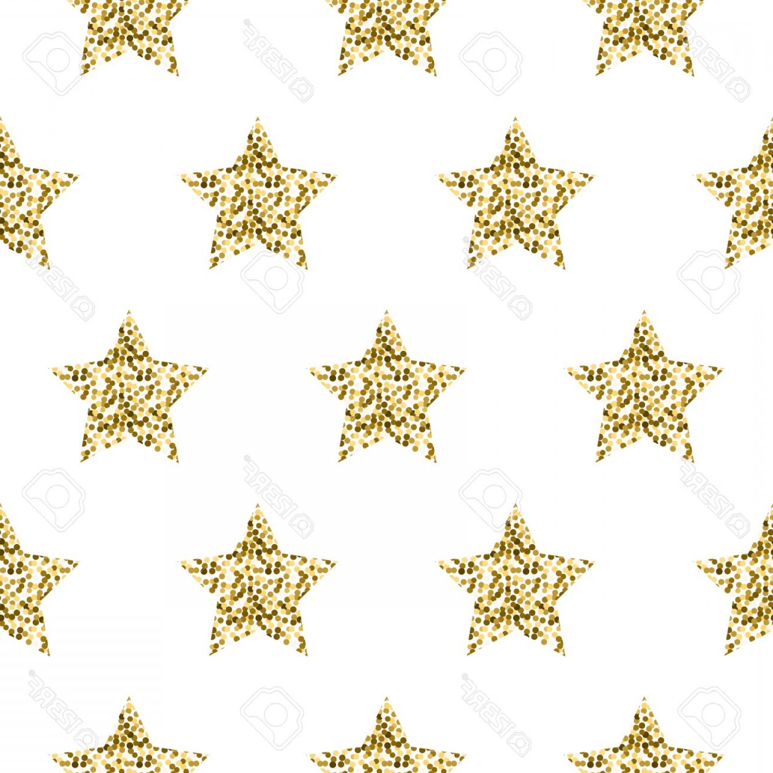 1560x1560 Photostock Vector Gold Foil Shimmer Glitter Star White Seamless