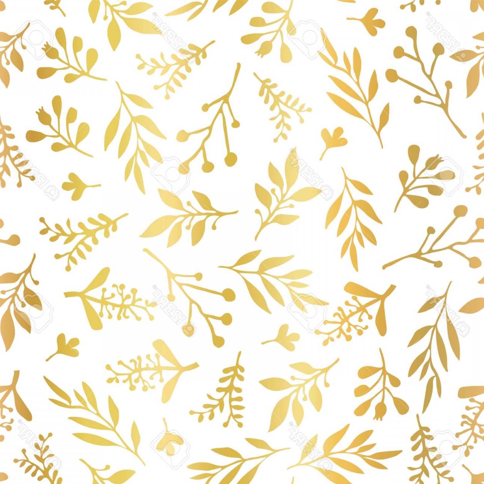 Золотые листья на белом фоне