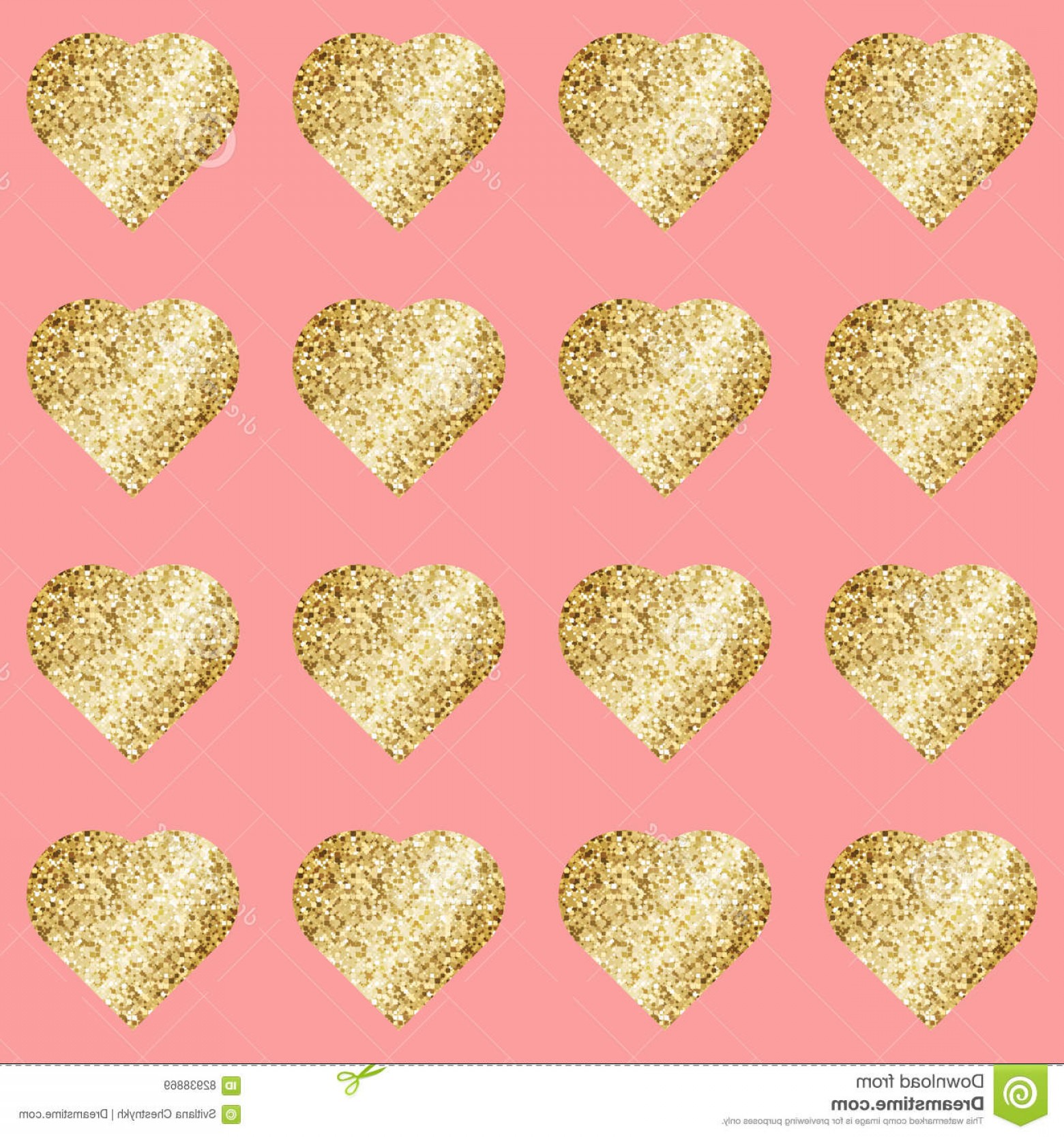 1560x1668 Stock Illustration Glittering Hearts Seamless Pattern Golden