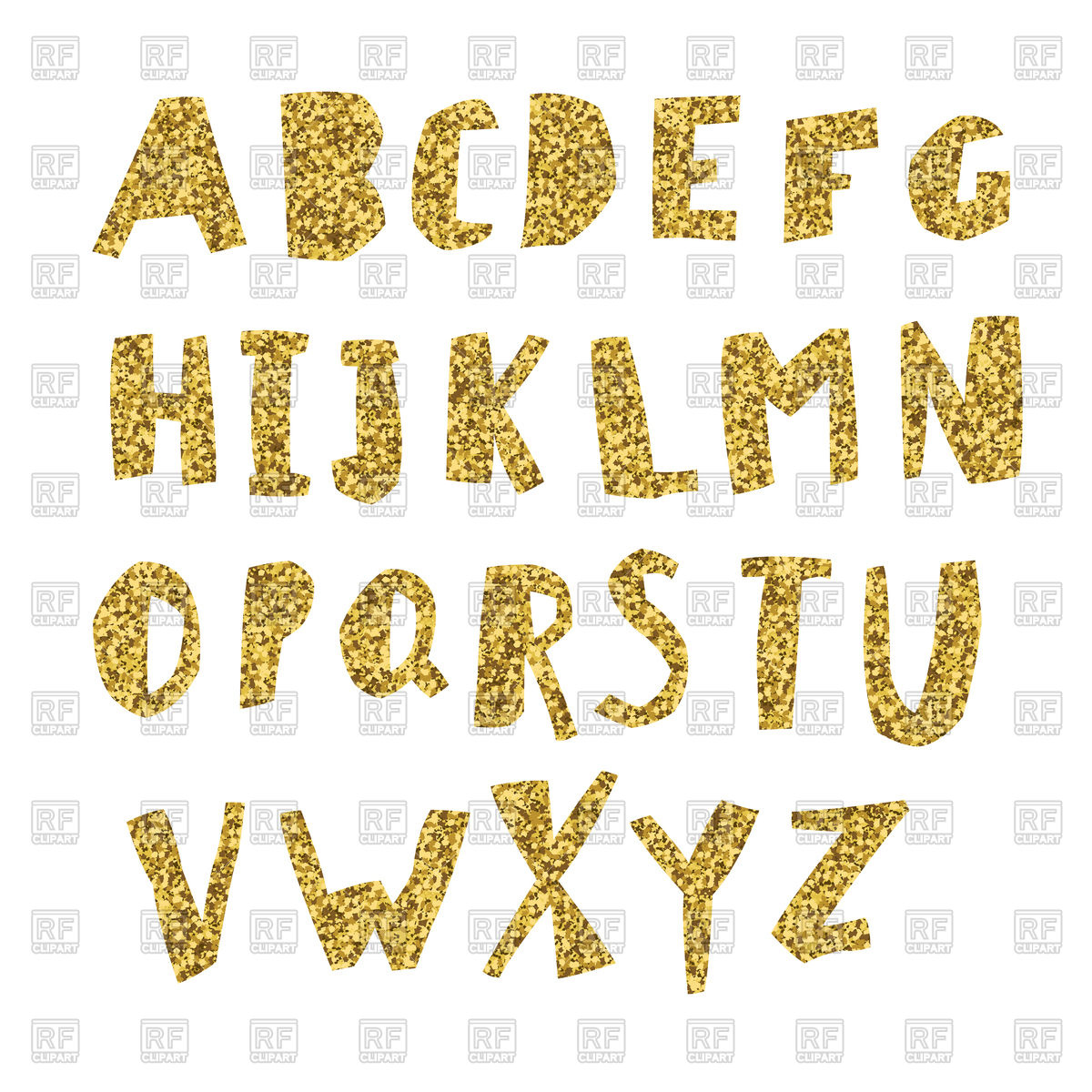 1200x1200 Alphabet Made Gold Foil Vector Image Of Signs, Symbols