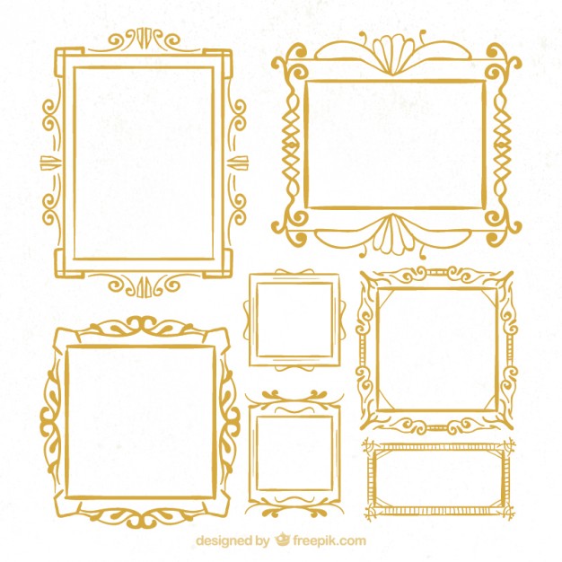626x626 Hand Drawn Ornamental Gold Frames Vector Free Download
