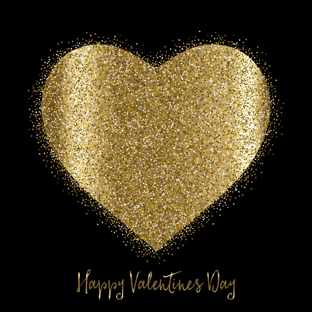 626x626 Valentine's Day Background With Gold Glittery Heart Vector Free
