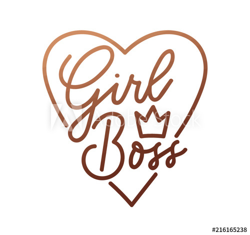 500x470 Girl Boss Quote With Handdrawn Lettering, Crown And Rose Gold