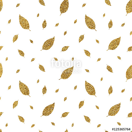 500x500 Golden Seamless Pattern Autumn Leaves, Hand Painted Gold Glitter