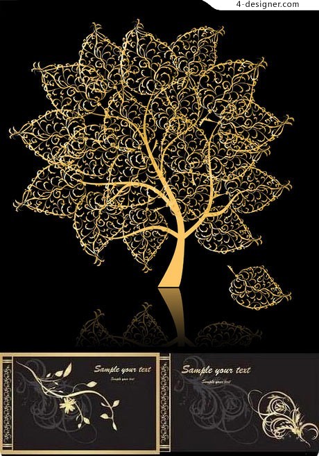 460x658 Designer Gorgeous And Elegant Gold Leaf Vector Material