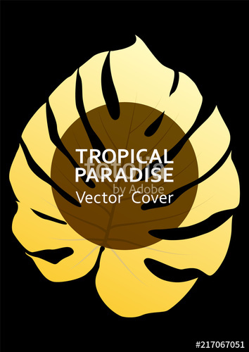 354x500 Monstera Tropical Paradise Gold Leaf Vector Cover Layout Trendy