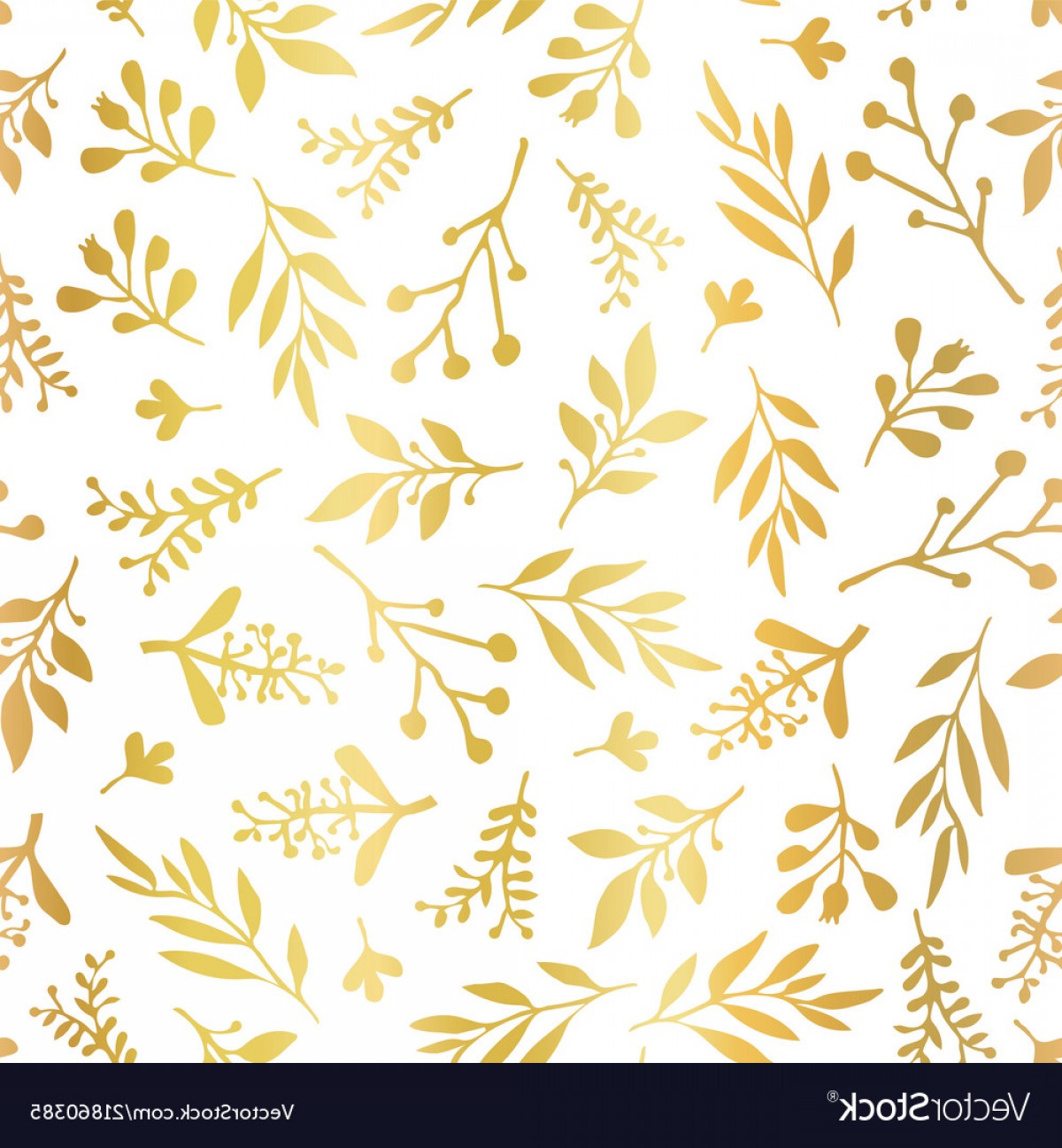 1200x1296 Seamless Background Gold Foil Leaves Vector Handandbeak