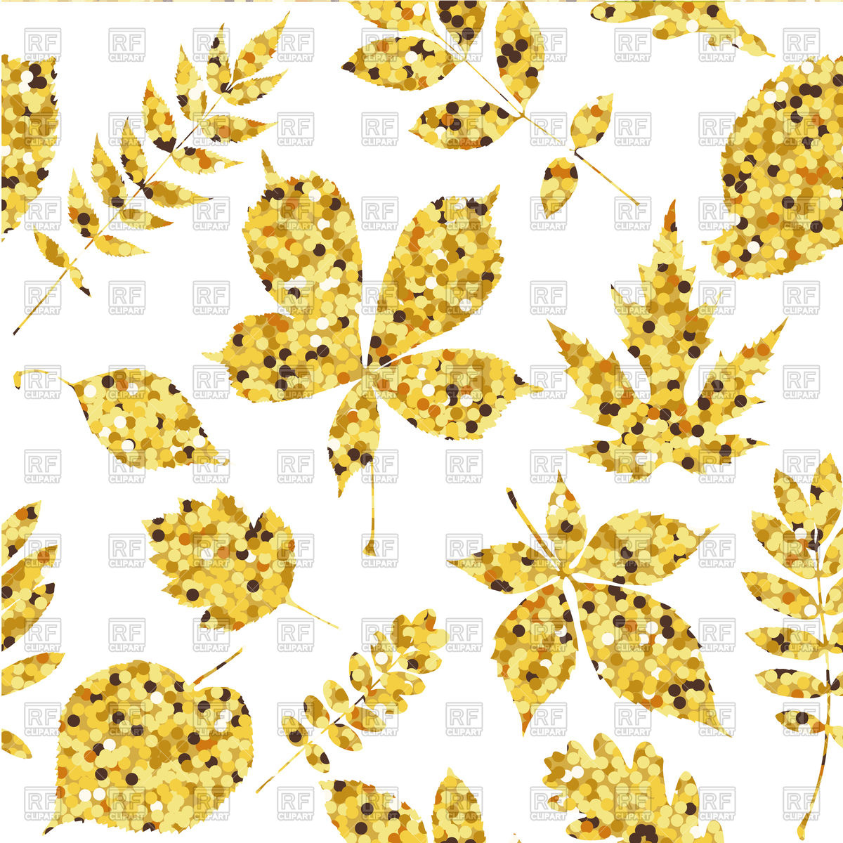 1200x1200 Seamless Pattern With Golden Leaves Vector Image Of Backgrounds