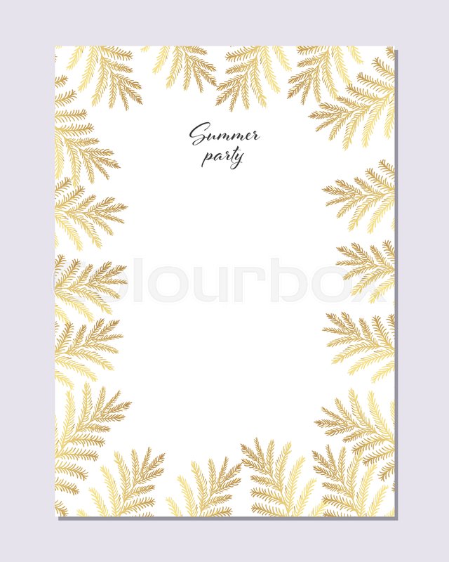 640x800 Trendy Summer Tropical Gold Leaves Stock Vector Colourbox