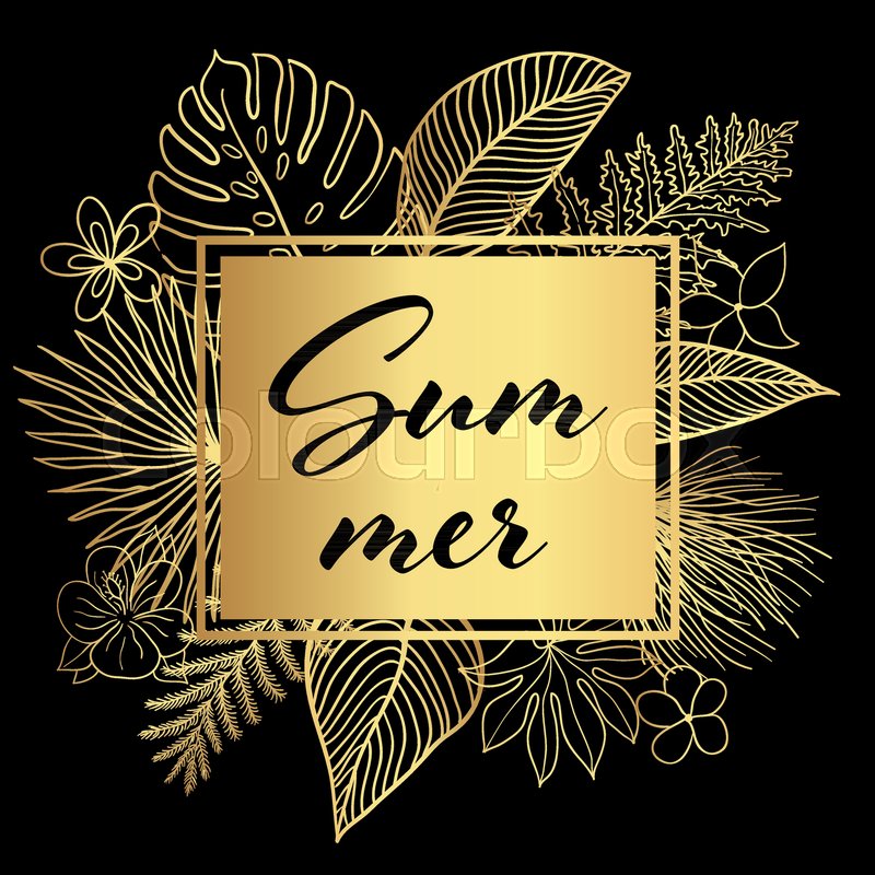 800x800 Trendy Tropical Gold Leaves Vector Stock Vector Colourbox