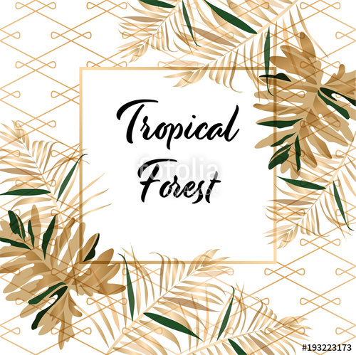 500x499 Tropical Gold Leaves Frame Vector Gold Oriental Pattern