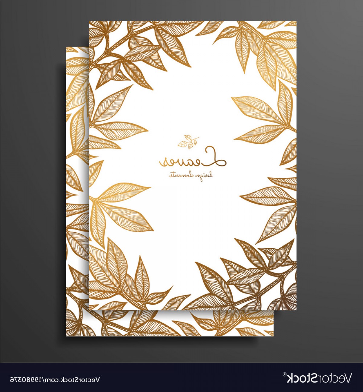 1200x1296 Gold Floral Card Template With Peony Leaves Vector Soidergi