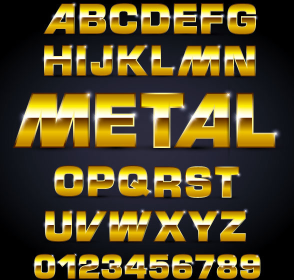 588x560 Shiny Metal Letters And Numbers Vector Set Free Vector