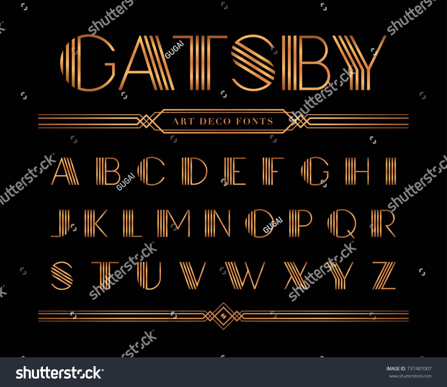 1500x1300 Vector Of Gatsby Fonts And Alphabet, Gold Letter Set Crafts