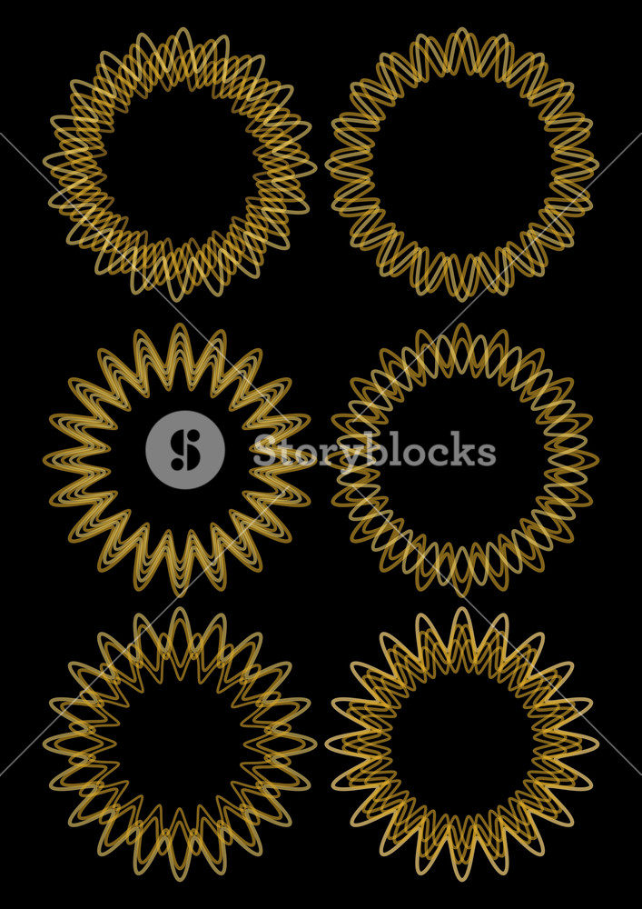 707x1000 Gold Line Designed Circle Vector Frame Set Fine Decorative Frames