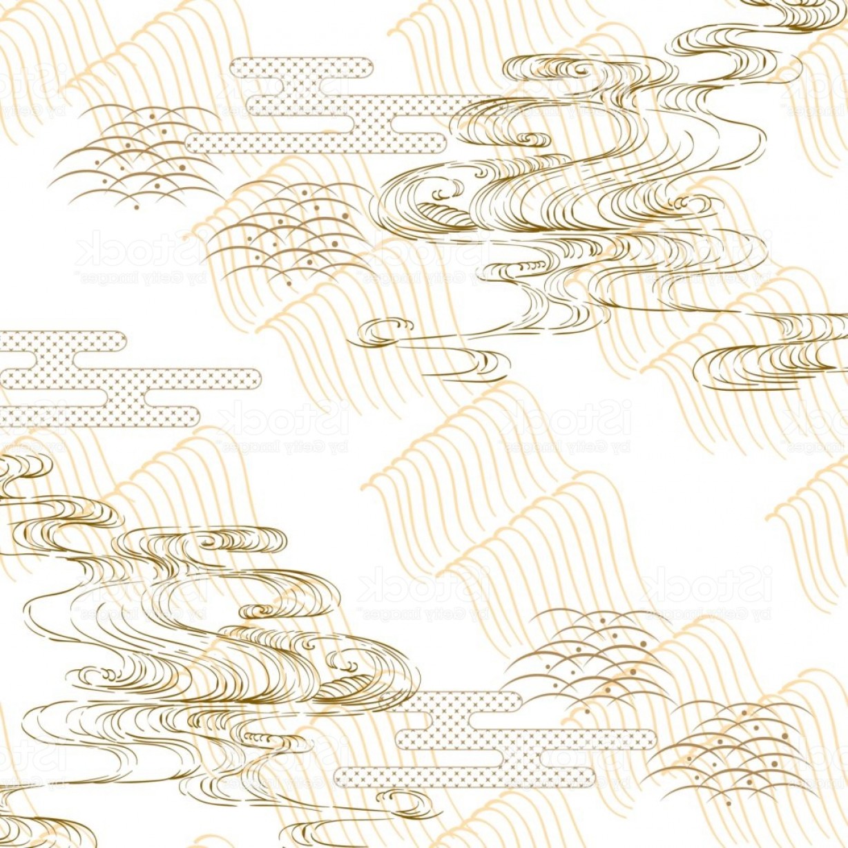 1228x1228 Japanese Wave Pattern Vector Gold Line Background Template Gm