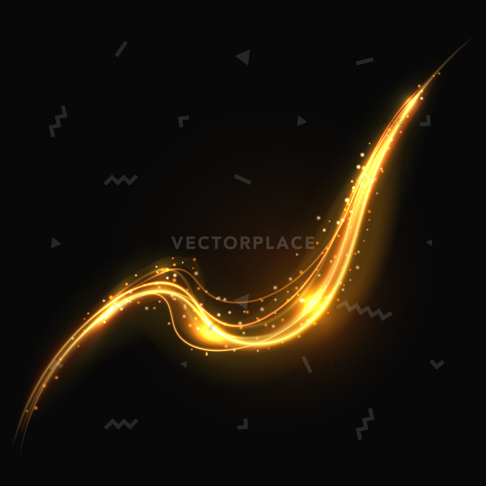 1000x1000 Shiny Gold Glowing Lines Swirl Trail Vector Illustration