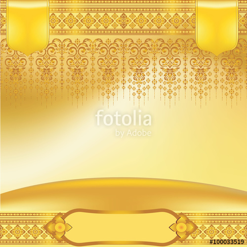 500x500 Gold Line Thai Silk Pattern Line Vector Design For Text Background