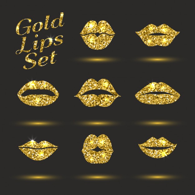 626x626 Collection Of Golden Lips Vector Free Download