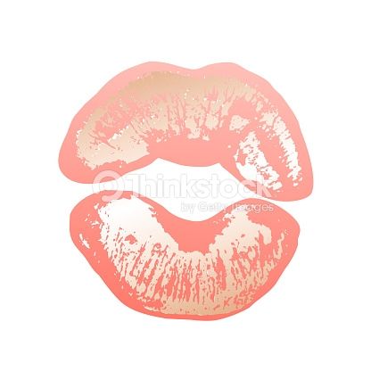 416x416 Vector Art Golden Pink Lips Lipstick Traces, Gold, Imprint Lips