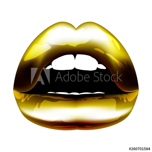 500x500 Golden Lips Vector Illustration Womans Lips Iisolated On White