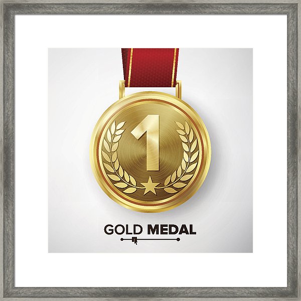 600x600 Gold Medal Vector Metal Realistic First Placement Achievement