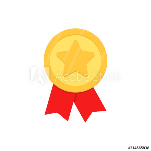 500x500 Set Of Gold Medal Vector Icon Illustration Flat Design