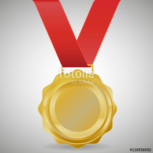 500x500 Champion Gold Medal Vector Design On Gray Background Stock Image