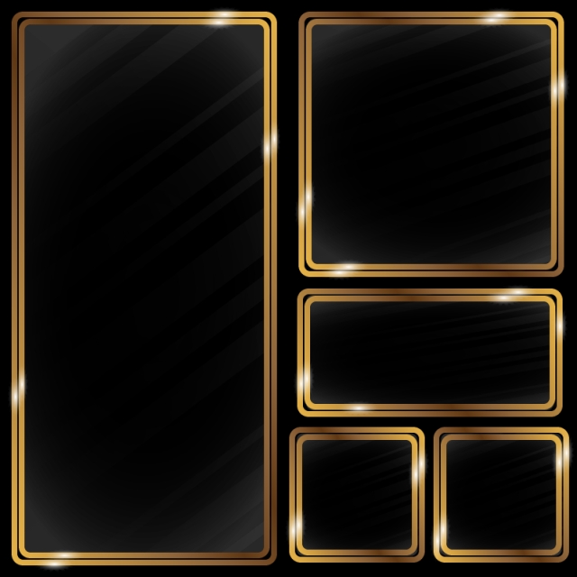 640x640 Golden Metallic Frame Glass Effect, Frame, Gold, Metal Png