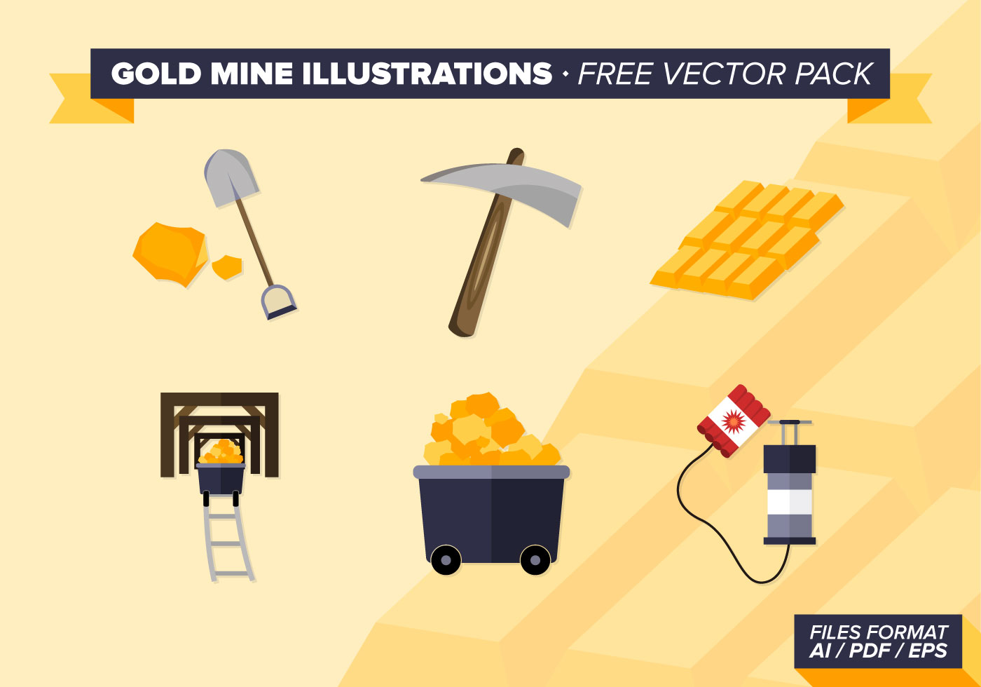 1400x980 Gold Mine Free Vector Art
