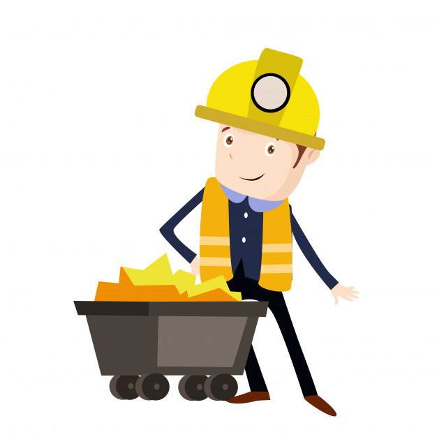 626x626 Gold Miner Worker Mining Construction People Vector Illustration