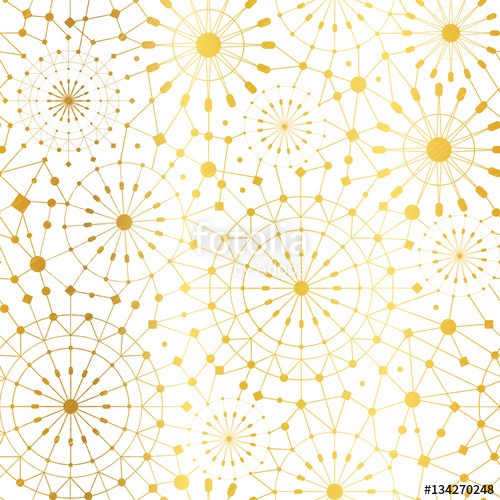 500x500 Vector Golden White Abstract Network Metallic Circles Seamless