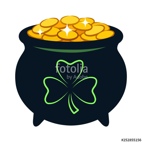 Pot Of Gold Vector Cartoon Illustration Black Pot Filled 500x500 Pot Of Gold Vector Cartoon Illustration Black Pot Filled