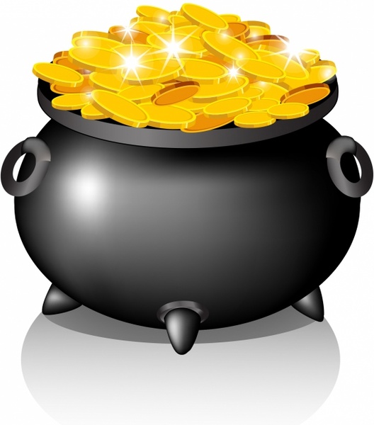 Pot With Golden Coins Free Vector In Adobe Illustrator 528x600 Pot With Golden Coins Free Vector In Adobe Illustrator