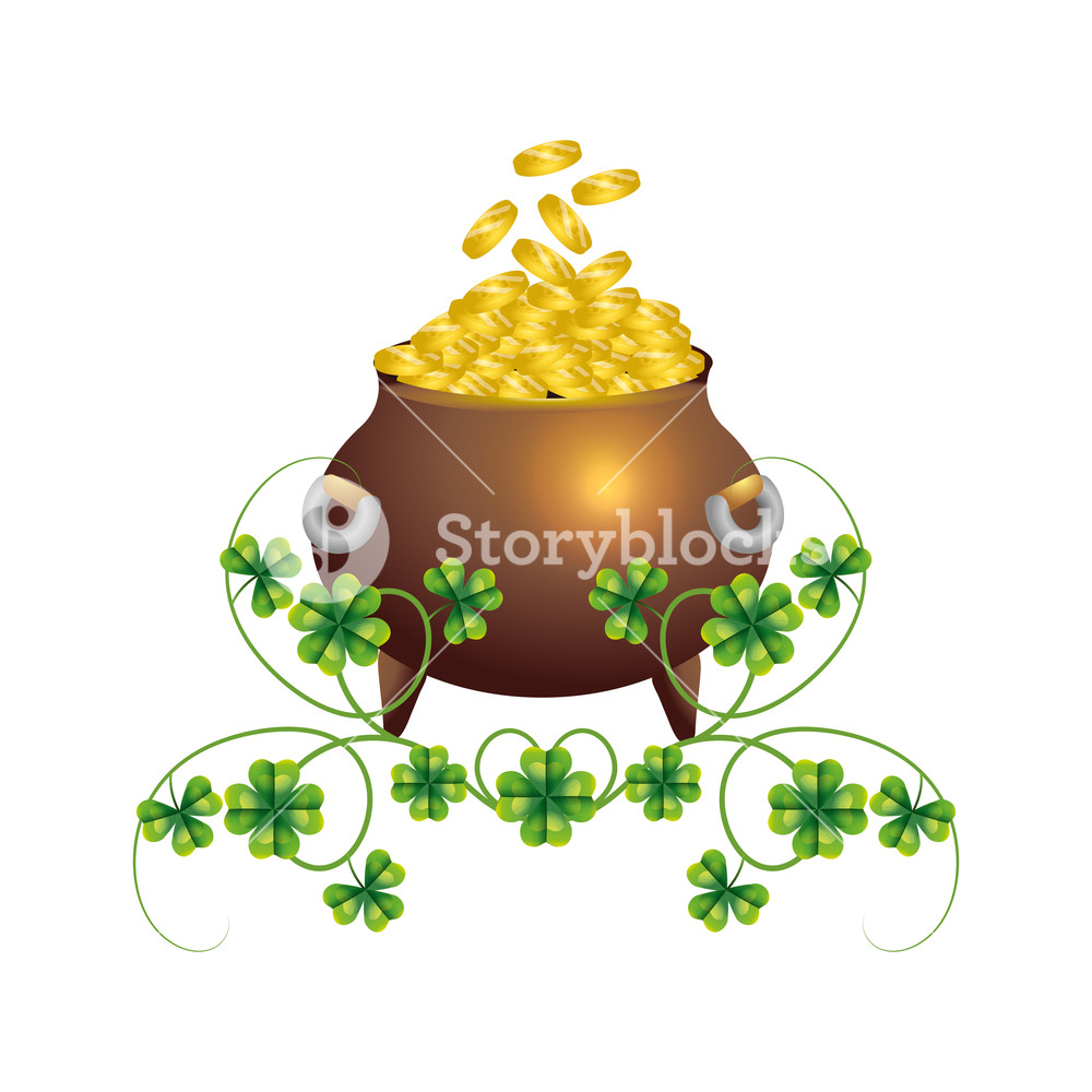 1000x1000 Pot Gold Wealth Vector Ilustration Royalty Free Stock Image