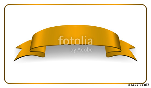 500x294 Gold Ribbon Banner Golden Satin Glossy Bow Blank Design Label