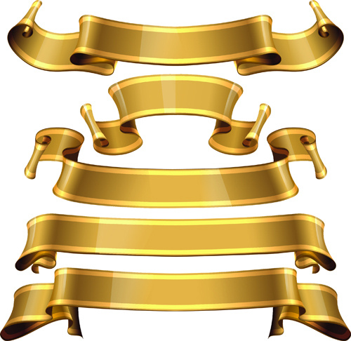 500x486 Gold Ribbon Banners Luxury Vector Free Vector In Encapsulated