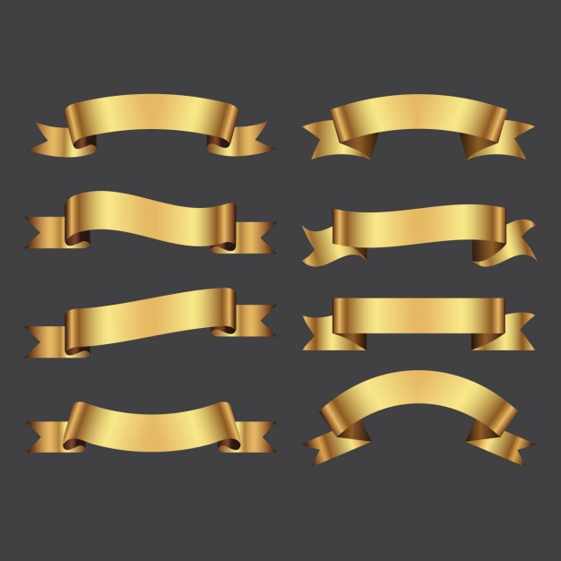 626x626 Golden Ribbons Pack Vector Free Download