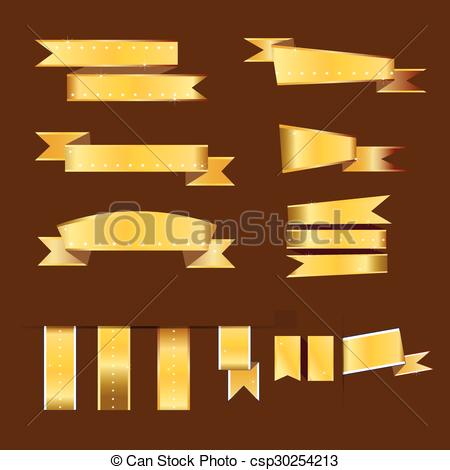 450x470 Gold Banner And Gold Ribbon Vector Vector Clip Art
