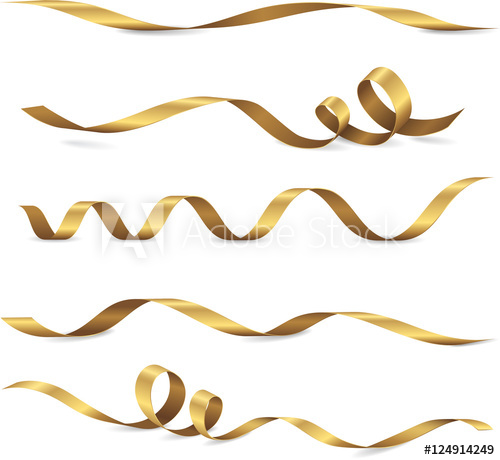 500x460 Set Of Five Shiny Golden Ribbons Vector Realistic Elements