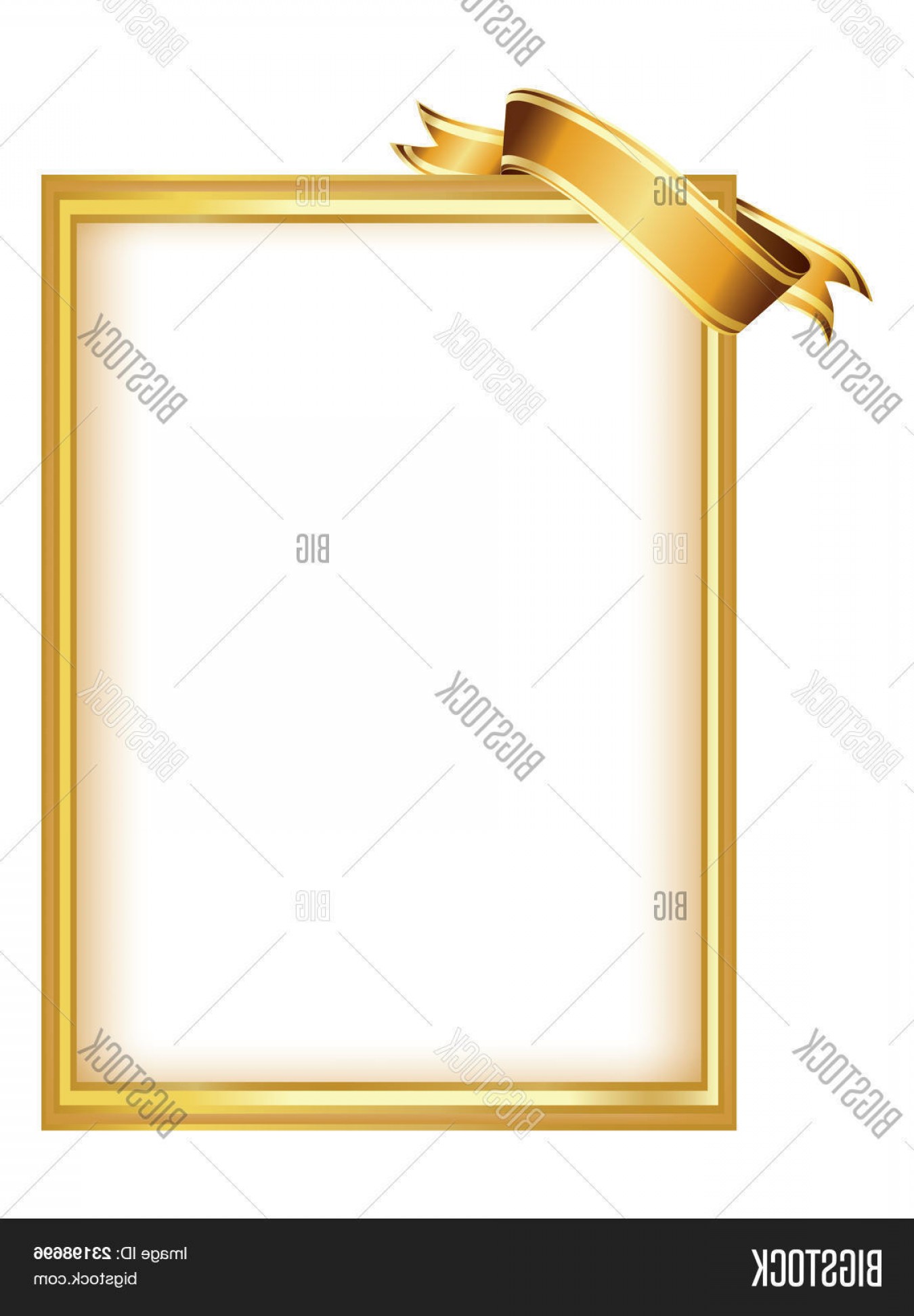 1350x1944 Stock Vector Golden Frame With Ribbon Vector Cqrecords